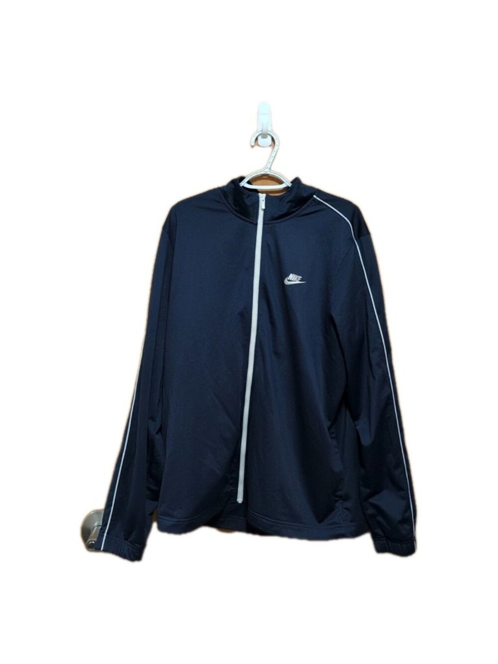 Nike Jacket Men's XL Navy Tracksuit Solid Full Zip Up Chest Logo Pockets Casual
